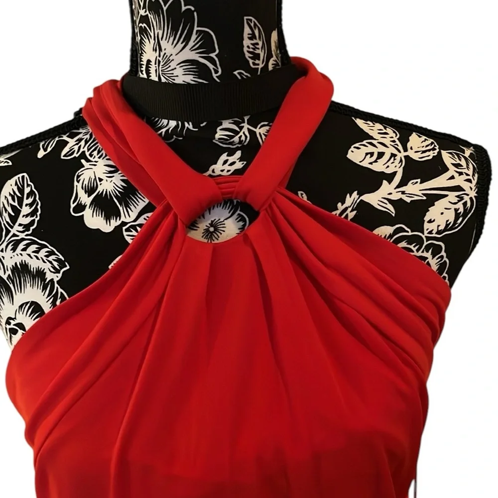 Micheal Kors size Large cherry red sleeveless top key hole back oversized